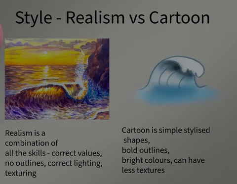 Bonus: Dan's slide comparing a realistic painting with a cartoon wave